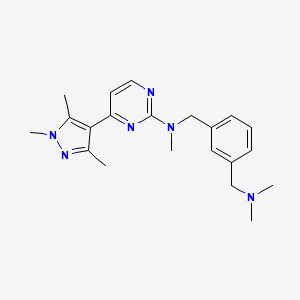 N-[[3-[(dimethylamino)methyl]phenyl]methyl]-N-methyl-4-(1,3,5-trimethylpyrazol-4-yl)pyrimidin-2-amine