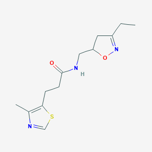 N-[(3-ethyl-4,5-dihydroisoxazol-5-yl)methyl]-3-(4-methyl-1,3-thiazol-5-yl)propanamide