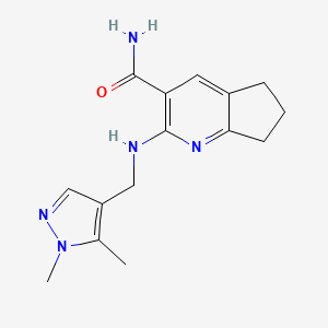 2-{[(1,5-dimethyl-1H-pyrazol-4-yl)methyl]amino}-6,7-dihydro-5H-cyclopenta[b]pyridine-3-carboxamide