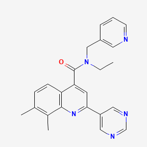 N-ethyl-7,8-dimethyl-N-(pyridin-3-ylmethyl)-2-pyrimidin-5-ylquinoline-4-carboxamide