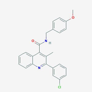 molecular formula C25H21ClN2O2 B452816 2-(3-chlorophenyl)-N-(4-methoxybenzyl)-3-methyl-4-quinolinecarboxamide 