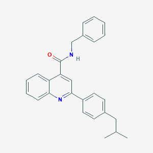 molecular formula C27H26N2O B452817 N-benzyl-2-[4-(2-methylpropyl)phenyl]quinoline-4-carboxamide 
