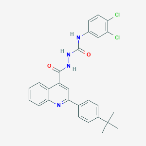 molecular formula C27H24Cl2N4O2 B452818 2-{[2-(4-tert-butylphenyl)-4-quinolinyl]carbonyl}-N-(3,4-dichlorophenyl)hydrazinecarboxamide 