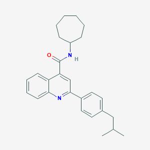 molecular formula C27H32N2O B452819 N-cycloheptyl-2-[4-(2-methylpropyl)phenyl]quinoline-4-carboxamide 