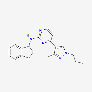 molecular formula C20H23N5 B4528193 N-(2,3-dihydro-1H-inden-1-yl)-4-(3-methyl-1-propyl-1H-pyrazol-4-yl)pyrimidin-2-amine 