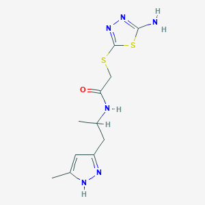 2-[(5-amino-1,3,4-thiadiazol-2-yl)thio]-N-[1-methyl-2-(3-methyl-1H-pyrazol-5-yl)ethyl]acetamide