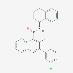molecular formula C27H23ClN2O B452827 2-(3-chlorophenyl)-3-methyl-N-(1,2,3,4-tetrahydronaphthalen-1-yl)quinoline-4-carboxamide 