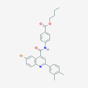 molecular formula C29H27BrN2O3 B452831 Butyl 4-({[6-bromo-2-(3,4-dimethylphenyl)-4-quinolinyl]carbonyl}amino)benzoate 