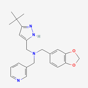 molecular formula C22H26N4O2 B4528328 (1,3-benzodioxol-5-ylmethyl)[(5-tert-butyl-1H-pyrazol-3-yl)methyl](pyridin-3-ylmethyl)amine 