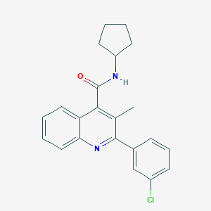 molecular formula C22H21ClN2O B452841 2-(3-chlorophenyl)-N-cyclopentyl-3-methylquinoline-4-carboxamide 