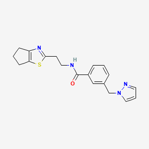 molecular formula C19H20N4OS B4528418 N-[2-(5,6-dihydro-4H-cyclopenta[d][1,3]thiazol-2-yl)ethyl]-3-(1H-pyrazol-1-ylmethyl)benzamide 