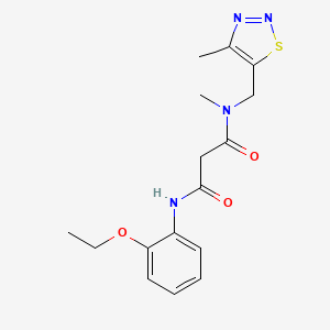 molecular formula C16H20N4O3S B4528455 N'-(2-ethoxyphenyl)-N-methyl-N-[(4-methyl-1,2,3-thiadiazol-5-yl)methyl]malonamide 