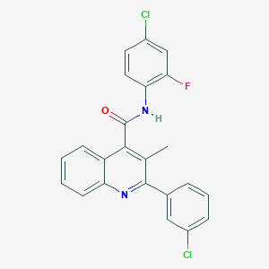 N-(4-chloro-2-fluorophenyl)-2-(3-chlorophenyl)-3-methylquinoline-4-carboxamide