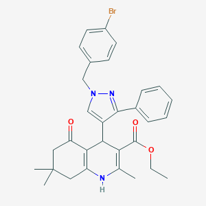 ethyl 4-[1-(4-bromobenzyl)-3-phenyl-1H-pyrazol-4-yl]-2,7,7-trimethyl-5-oxo-1,4,5,6,7,8-hexahydro-3-quinolinecarboxylate