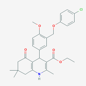 molecular formula C29H32ClNO5 B452853 Ethyl 4-{3-[(4-chlorophenoxy)methyl]-4-methoxyphenyl}-2,7,7-trimethyl-5-oxo-1,4,5,6,7,8-hexahydro-3-quinolinecarboxylate 