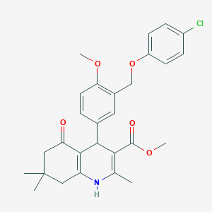 molecular formula C28H30ClNO5 B452856 Methyl 4-{3-[(4-chlorophenoxy)methyl]-4-methoxyphenyl}-2,7,7-trimethyl-5-oxo-1,4,5,6,7,8-hexahydro-3-quinolinecarboxylate 