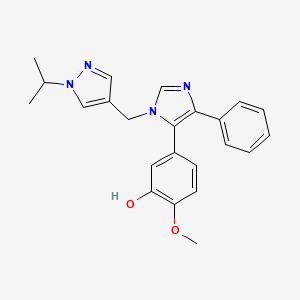 molecular formula C23H24N4O2 B4528618 5-{1-[(1-isopropyl-1H-pyrazol-4-yl)methyl]-4-phenyl-1H-imidazol-5-yl}-2-methoxyphenol 