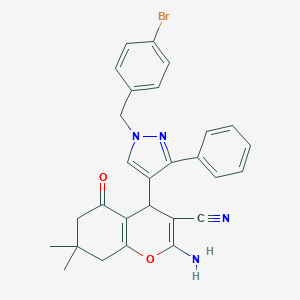 2-amino-4-[1-(4-bromobenzyl)-3-phenyl-1H-pyrazol-4-yl]-7,7-dimethyl-5-oxo-5,6,7,8-tetrahydro-4H-chromene-3-carbonitrile