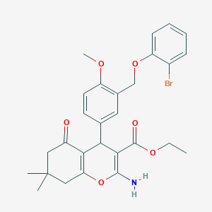 ethyl 2-amino-4-{3-[(2-bromophenoxy)methyl]-4-methoxyphenyl}-7,7-dimethyl-5-oxo-5,6,7,8-tetrahydro-4H-chromene-3-carboxylate