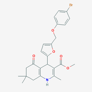 molecular formula C25H26BrNO5 B452867 Methyl 4-{5-[(4-bromophenoxy)methyl]furan-2-yl}-2,7,7-trimethyl-5-oxo-1,4,5,6,7,8-hexahydroquinoline-3-carboxylate 