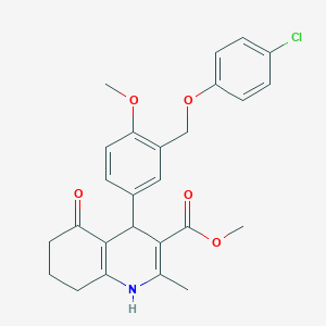 molecular formula C26H26ClNO5 B452868 Methyl 4-{3-[(4-chlorophenoxy)methyl]-4-methoxyphenyl}-2-methyl-5-oxo-1,4,5,6,7,8-hexahydro-3-quinolinecarboxylate 