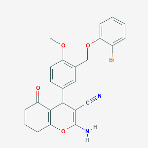 molecular formula C24H21BrN2O4 B452869 2-amino-4-{3-[(2-bromophenoxy)methyl]-4-methoxyphenyl}-5-oxo-5,6,7,8-tetrahydro-4H-chromene-3-carbonitrile 