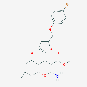 molecular formula C24H24BrNO6 B452872 methyl 2-amino-4-{5-[(4-bromophenoxy)methyl]-2-furyl}-7,7-dimethyl-5-oxo-5,6,7,8-tetrahydro-4H-chromene-3-carboxylate 