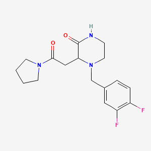 4-(3,4-difluorobenzyl)-3-[2-oxo-2-(1-pyrrolidinyl)ethyl]-2-piperazinone