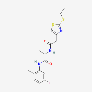 molecular formula C17H20FN3O2S2 B4528743 2-({[2-(ethylthio)-1,3-thiazol-4-yl]acetyl}amino)-N-(5-fluoro-2-methylphenyl)propanamide 