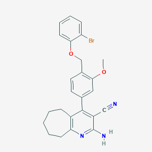 molecular formula C25H24BrN3O2 B452882 2-amino-4-{4-[(2-bromophenoxy)methyl]-3-methoxyphenyl}-6,7,8,9-tetrahydro-5H-cyclohepta[b]pyridine-3-carbonitrile 