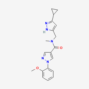 molecular formula C19H21N5O2 B4528825 N-[(5-cyclopropyl-1H-pyrazol-3-yl)methyl]-1-(2-methoxyphenyl)-N-methyl-1H-pyrazole-4-carboxamide 