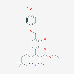 molecular formula C30H35NO6 B452884 Ethyl 4-{3-methoxy-4-[(4-methoxyphenoxy)methyl]phenyl}-2,7,7-trimethyl-5-oxo-1,4,5,6,7,8-hexahydro-3-quinolinecarboxylate 