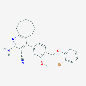 molecular formula C26H26BrN3O2 B452885 2-Amino-4-{4-[(2-bromophenoxy)methyl]-3-methoxyphenyl}-5,6,7,8,9,10-hexahydrocycloocta[b]pyridine-3-carbonitrile 