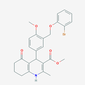 molecular formula C26H26BrNO5 B452887 Methyl 4-{3-[(2-bromophenoxy)methyl]-4-methoxyphenyl}-2-methyl-5-oxo-1,4,5,6,7,8-hexahydro-3-quinolinecarboxylate 