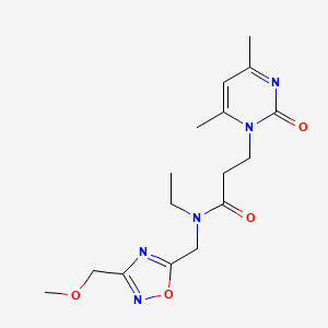 molecular formula C16H23N5O4 B4528877 3-(4,6-dimethyl-2-oxopyrimidin-1(2H)-yl)-N-ethyl-N-{[3-(methoxymethyl)-1,2,4-oxadiazol-5-yl]methyl}propanamide 