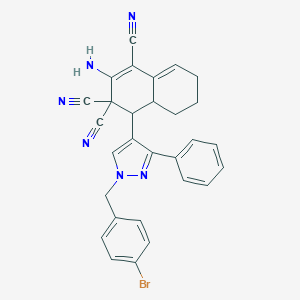 molecular formula C29H23BrN6 B452889 2-amino-4-[1-(4-bromobenzyl)-3-phenyl-1H-pyrazol-4-yl]-4a,5,6,7-tetrahydro-1,3,3(4H)-naphthalenetricarbonitrile 