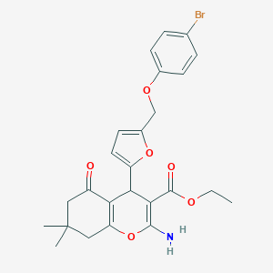 ethyl 2-amino-4-{5-[(4-bromophenoxy)methyl]-2-furyl}-7,7-dimethyl-5-oxo-5,6,7,8-tetrahydro-4H-chromene-3-carboxylate