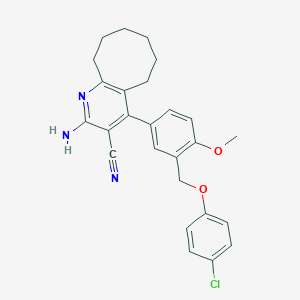 molecular formula C26H26ClN3O2 B452891 2-Amino-4-{3-[(4-chlorophenoxy)methyl]-4-methoxyphenyl}-5,6,7,8,9,10-hexahydrocycloocta[b]pyridine-3-carbonitrile 