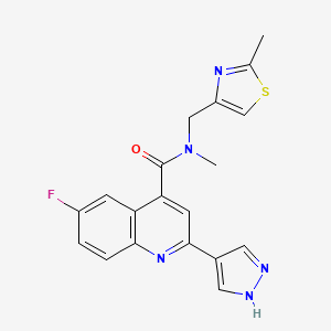 6-fluoro-N-methyl-N-[(2-methyl-1,3-thiazol-4-yl)methyl]-2-(1H-pyrazol-4-yl)-4-quinolinecarboxamide