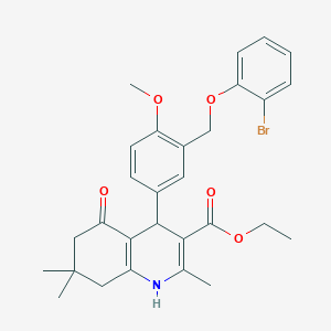 Ethyl 4-{3-[(2-bromophenoxy)methyl]-4-methoxyphenyl}-2,7,7-trimethyl-5-oxo-1,4,5,6,7,8-hexahydro-3-quinolinecarboxylate