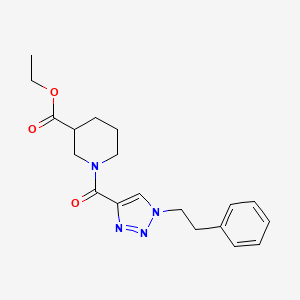 molecular formula C19H24N4O3 B4528928 ethyl 1-{[1-(2-phenylethyl)-1H-1,2,3-triazol-4-yl]carbonyl}-3-piperidinecarboxylate 