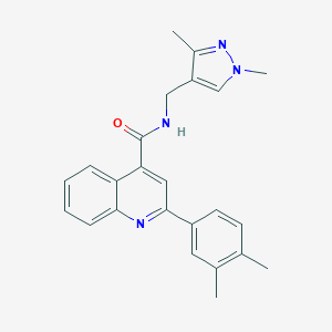 molecular formula C24H24N4O B452895 2-(3,4-dimethylphenyl)-N-[(1,3-dimethyl-1H-pyrazol-4-yl)methyl]quinoline-4-carboxamide 