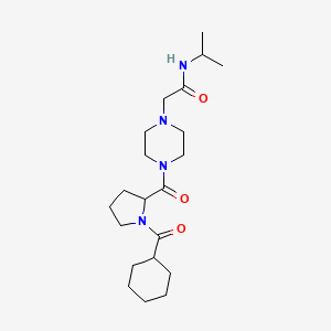 molecular formula C21H36N4O3 B4528954 2-(4-{[1-(cyclohexylcarbonyl)pyrrolidin-2-yl]carbonyl}piperazin-1-yl)-N-isopropylacetamide 