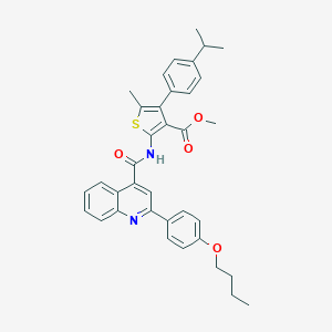 molecular formula C36H36N2O4S B452897 Methyl 2-({[2-(4-butoxyphenyl)-4-quinolinyl]carbonyl}amino)-4-(4-isopropylphenyl)-5-methyl-3-thiophenecarboxylate 