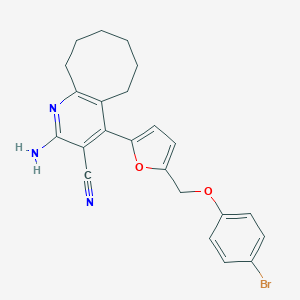 molecular formula C23H22BrN3O2 B452904 2-Amino-4-{5-[(4-bromophenoxy)methyl]-2-furyl}-5,6,7,8,9,10-hexahydrocycloocta[b]pyridine-3-carbonitrile 