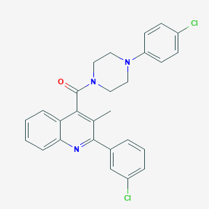 molecular formula C27H23Cl2N3O B452907 2-(3-Chlorophenyl)-4-{[4-(4-chlorophenyl)-1-piperazinyl]carbonyl}-3-methylquinoline 