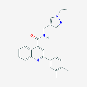 molecular formula C24H24N4O B452909 2-(3,4-dimethylphenyl)-N-[(1-ethyl-1H-pyrazol-4-yl)methyl]quinoline-4-carboxamide 