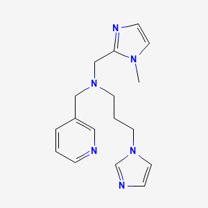 molecular formula C17H22N6 B4529104 3-(1H-imidazol-1-yl)-N-[(1-methyl-1H-imidazol-2-yl)methyl]-N-(pyridin-3-ylmethyl)propan-1-amine 