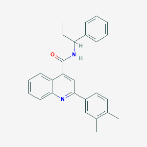 molecular formula C27H26N2O B452912 2-(3,4-dimethylphenyl)-N-(1-phenylpropyl)quinoline-4-carboxamide 