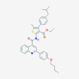 Ethyl 2-({[2-(4-butoxyphenyl)-4-quinolinyl]carbonyl}amino)-4-(4-isobutylphenyl)-5-methyl-3-thiophenecarboxylate